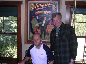 Richard tries out the Dekolta Chair at Mike Caveny's home.