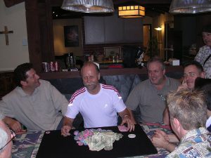 Richard hauls it in, while Michael Weber, Steve Forte, Jason England, and Gazzo look on.