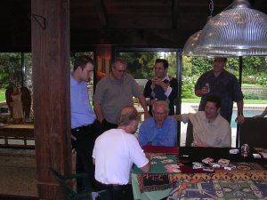 Richard sessions with Steve Forte, Derrick Delgaudio, Jason England, Ron Conley, and Michael Weber. Friend Bret Samboy (L) looks on.